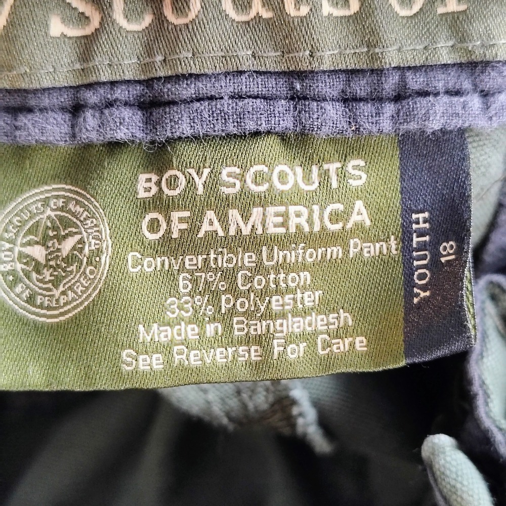 Boy Scouts of America Youth 18 Cargo Shorts Olive Green Canvas Uniform Utility - Picture 8 of 10